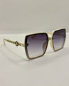 5831 LEATHER CHAIN TEMPLE SUNGLASSES WHITE
