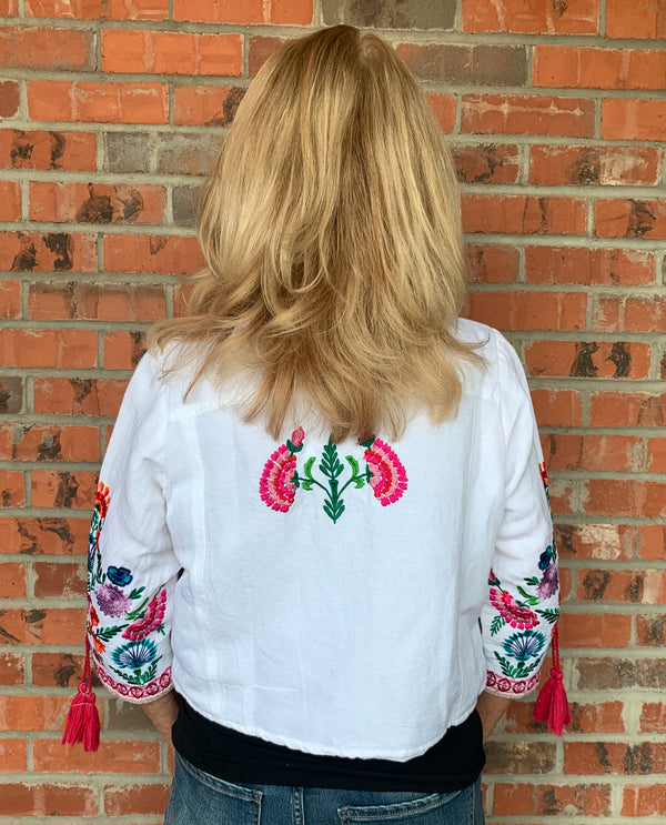 ALL ABOUT HER 5894 SHORT EMBROIDERED JACKET WHITE