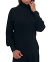 KEREN HART 59001 MOCK NECK RIBBED PULLOVER BLACK
