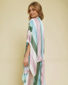 MYSTREE 59162C STRIPE SATIN KIMONO AQUA/LILAC