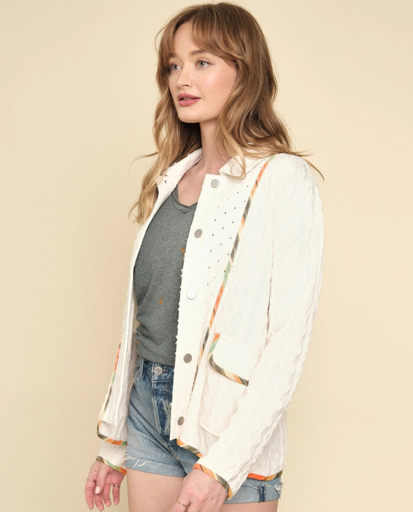 MYSTREE 60057 SWEATER MIX TWOFER JACKET IVORY MIX