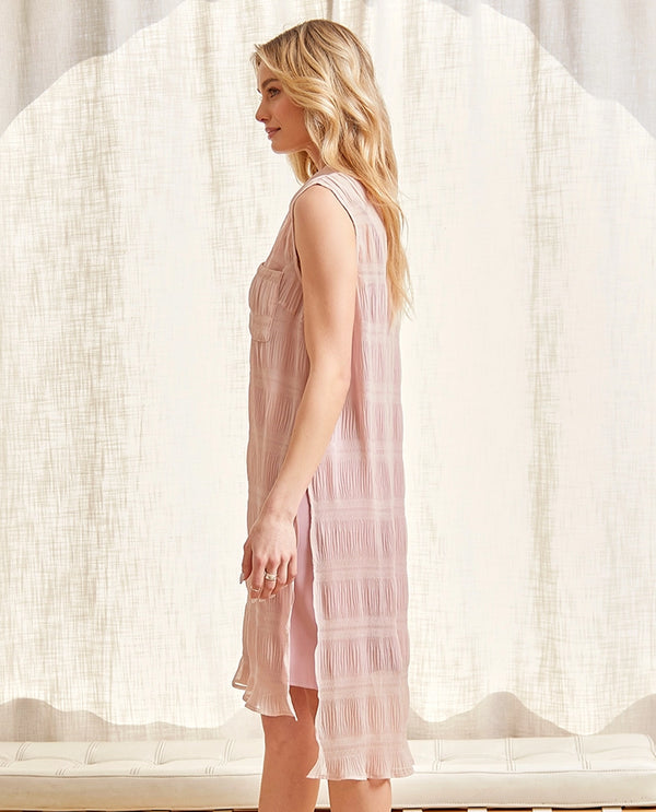 MYSTREE 60058 SHEER SLEEVELESS DUSTER BLUSH