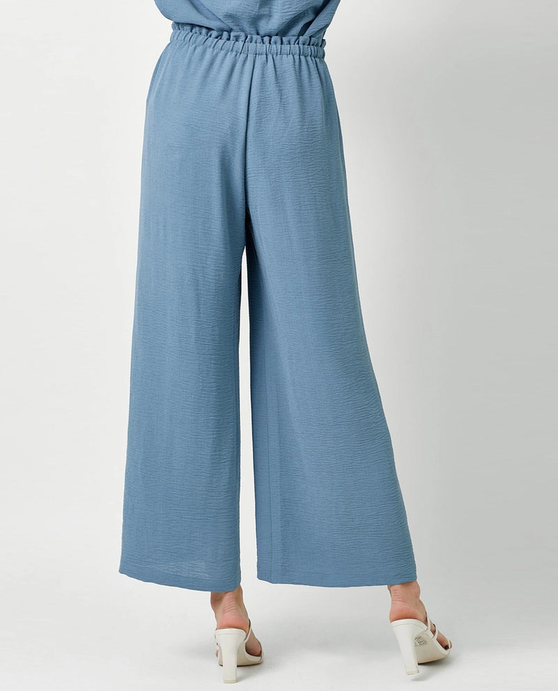 MYSTREE 60154 PAPERBAG WAIST WIDE LEG PANT DENIM BLUE