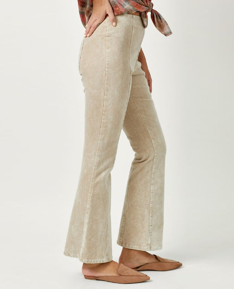 MYSTREE 60223 WASH CORDUROY FLARE PANT ALMOND