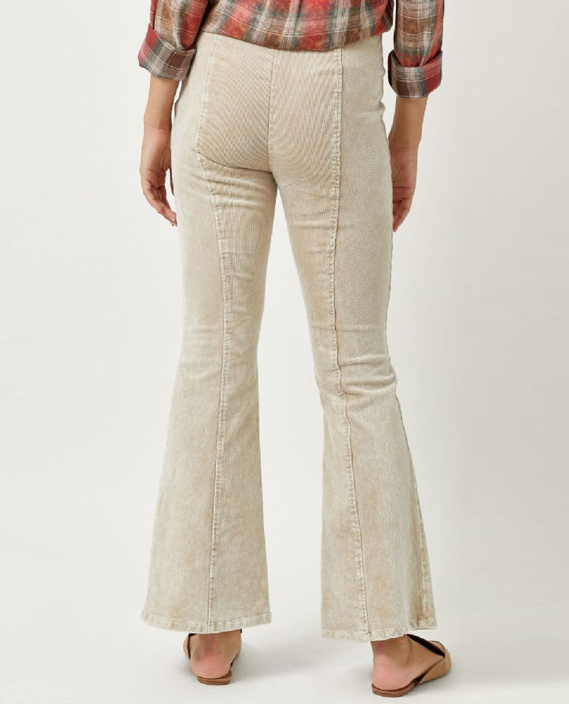 MYSTREE 60223 WASH CORDUROY FLARE PANT ALMOND