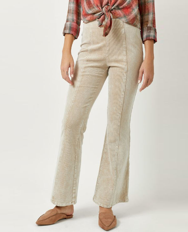 MYSTREE 60223 WASH CORDUROY FLARE PANT ALMOND