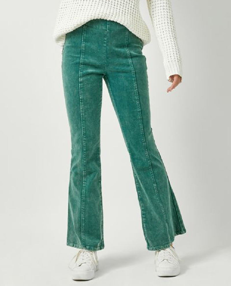 MYSTREE 60223 WASH CORDUROY FLARE PANT GREEN