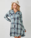 MYSTREE 60239 PLAID SHIRT DRESS BLUE