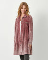 MYSTREE 60257 ACID WASH CORDUROY TIERED COAT BERRY