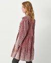 MYSTREE 60257 ACID WASH CORDUROY TIERED COAT BERRY