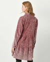 MYSTREE 60257 ACID WASH CORDUROY TIERED COAT BERRY