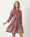 MYSTREE 60257 ACID WASH CORDUROY TIERED COAT BERRY