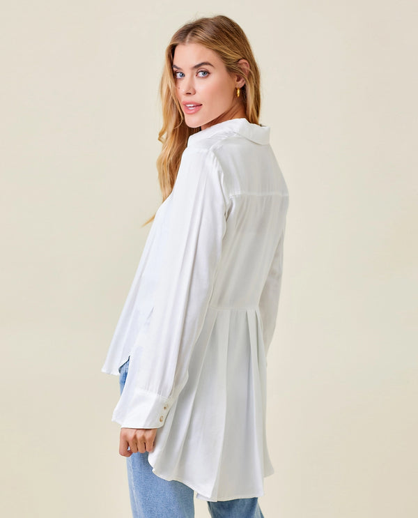 MYSTREE 60270 PEPLUM BACK SATIN SHIRT