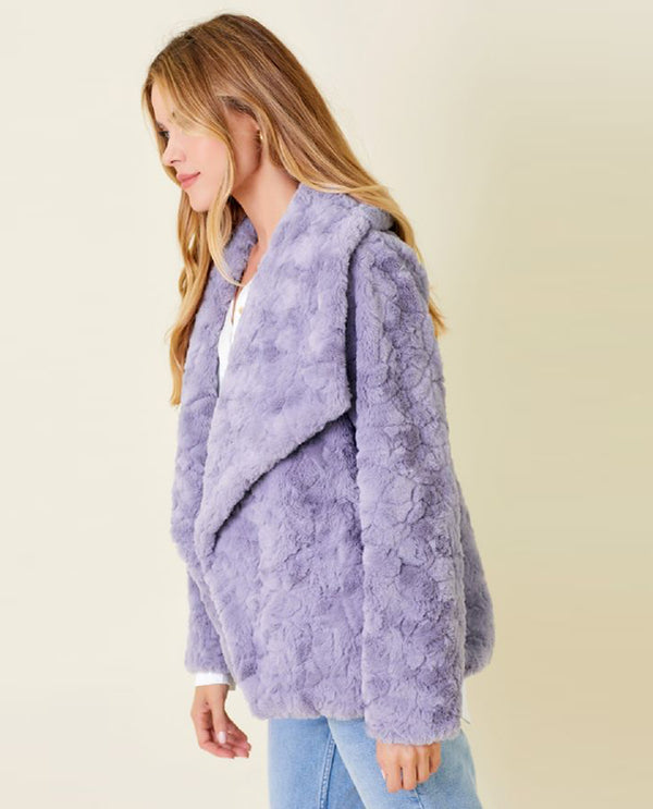 MYSTREE 60279 BIG LAPEL FAUX FUR JACKET LAVENDER