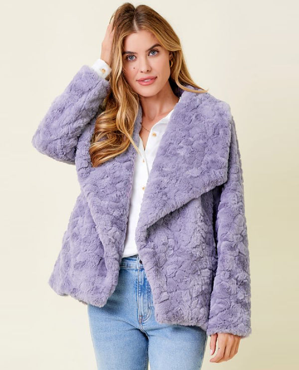 MYSTREE 60279 BIG LAPEL FAUX FUR JACKET LAVENDER