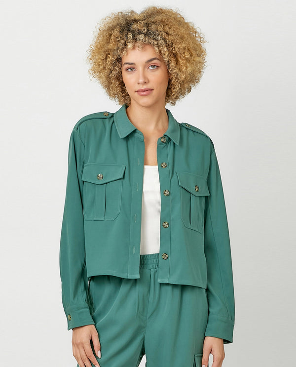 MYSTREE 60713 CROPPED BAGGY JACKET DUSTY GREEN