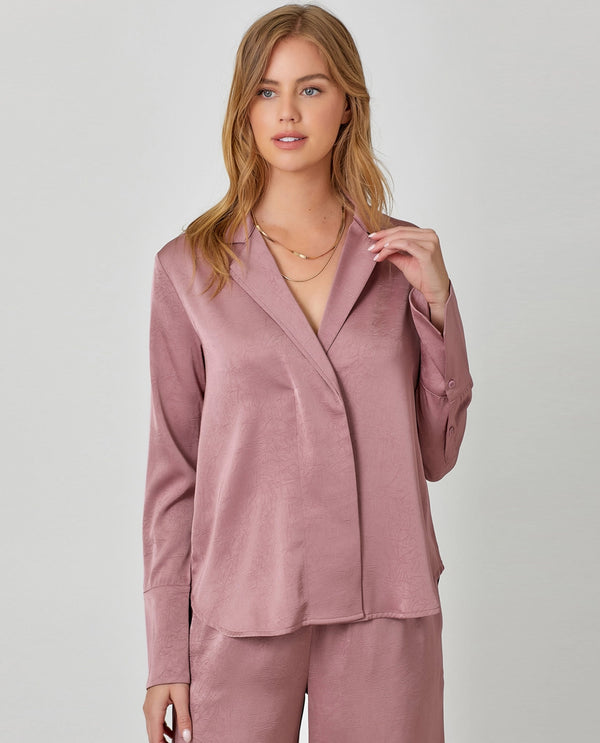 MYSTREE 60717 FRENCH CUFF BUTTON BLOUSE ROSEWOOD