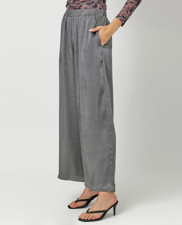 MYSTREE 60730 CRINKLE SATIN PANT CHARCOAL