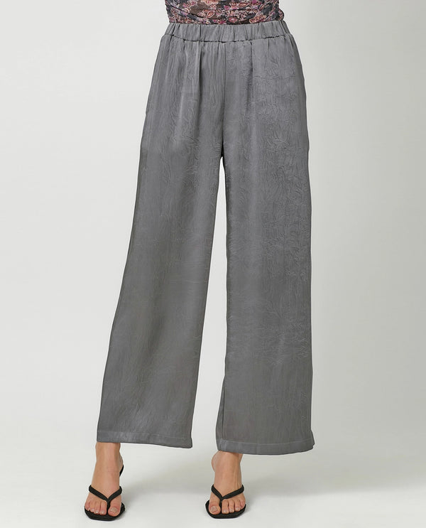 MYSTREE 60730 CRINKLE SATIN PANT CHARCOAL