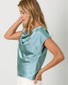 MYSTREE 60781 SLEEVELESS SATIN COWL TOP SEAFOAM