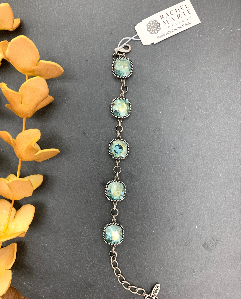 RACHEL MARIE DESIGNS RAVEN BRACELET AQUA CHAMPAGNE