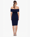  XSCAPE 4904X WRENLEY OFF SHOULDER CREPE DRESS navy