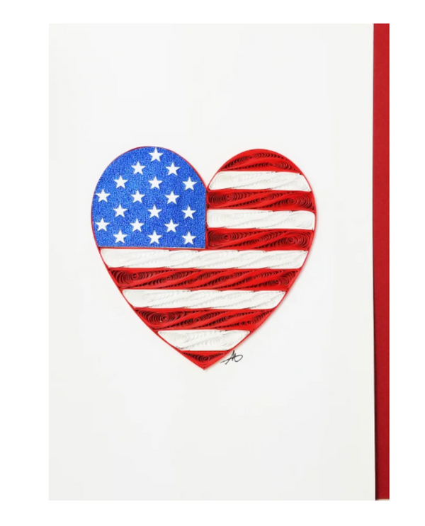 ICONIC QUILLING 726 HEART FLAG 5X7 CARD