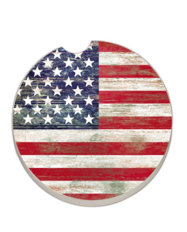 ABSORBANT CAR COASTER AMERICAN FLAG