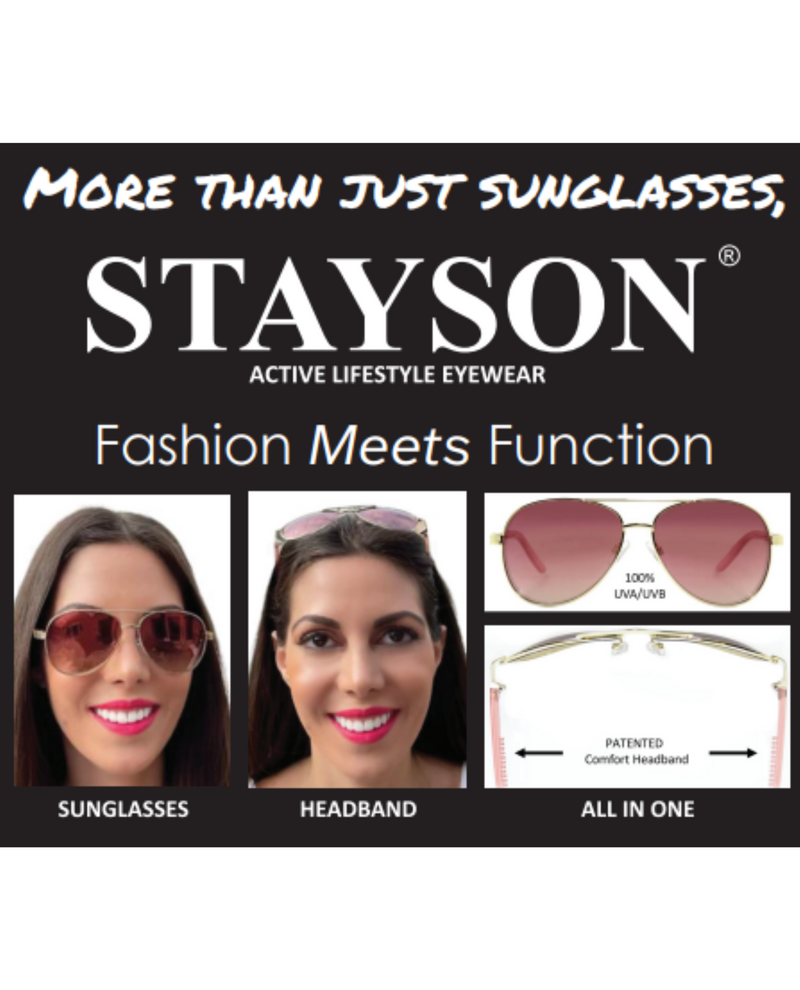 STAYSON OVERSIZED 100% UVB PROTECTION HEADBAND/SUNGLASSES STELLA-BLACK LAUREN-KHAKI JULIA-PURPLE