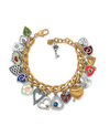 BRIGHTON JF0209 ONE HEART COLOR CHARM BRACELET GOLD