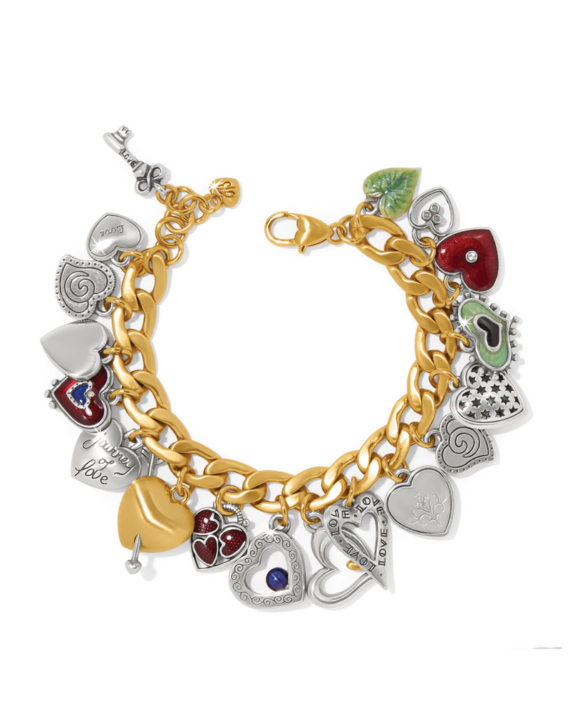 BRIGHTON JF0209 ONE HEART COLOR CHARM BRACELET GOLD