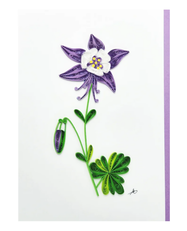 ICONIC QUILLING 321 COLUMBINE FLOWER 5X7 CARD