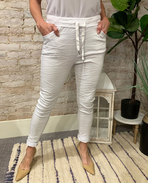 MADE IN ITALY 6175 SOLID STRETCH PANT white
