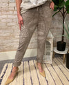 MADE IN ITALY 6175 PRINT STRETCH PANT TAUPE