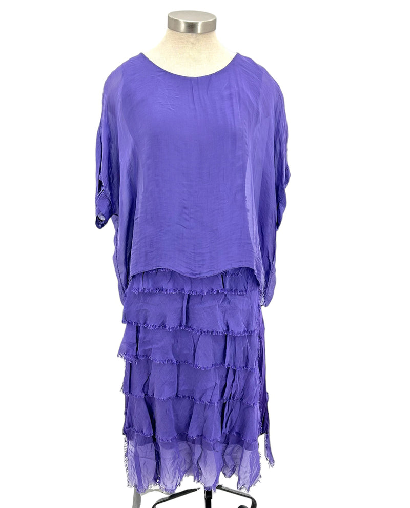 MADE IN ITALY 64740 LONG RUFFLE WITH SLEEVE PURPLE
