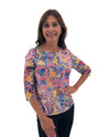 6988302 PETITE PRINT 3/4 SLV TOP