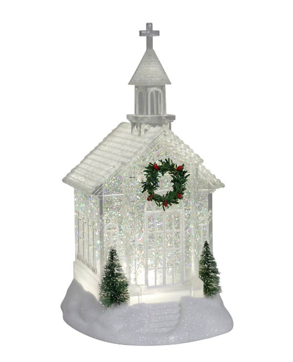 71312-C 10.65" CHRISTMAS CHURCH GLITTER LANTERN