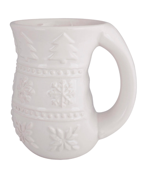 16oz Embossed Snowflake Cozy Mug white