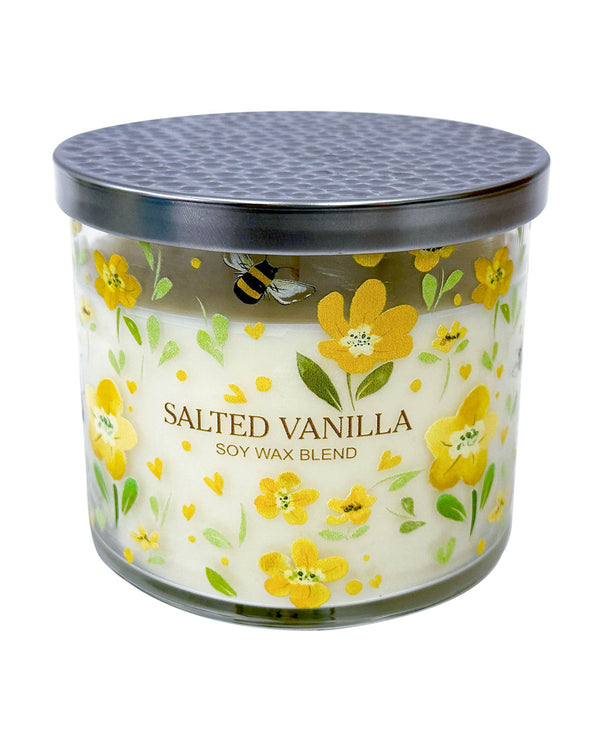 74276-CD SALTED VANILLA BEE GLASS CANDLE