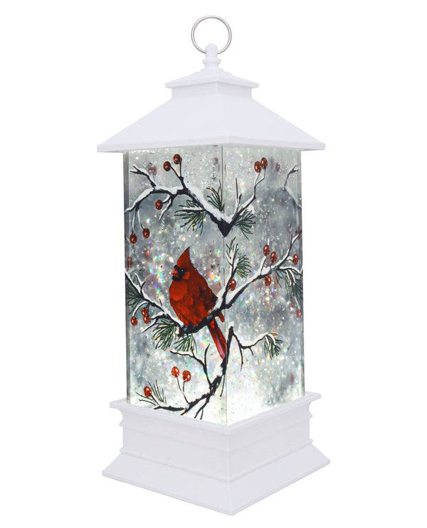 11.25" Cardinal Frosted Glass Glitter Lantern 75006