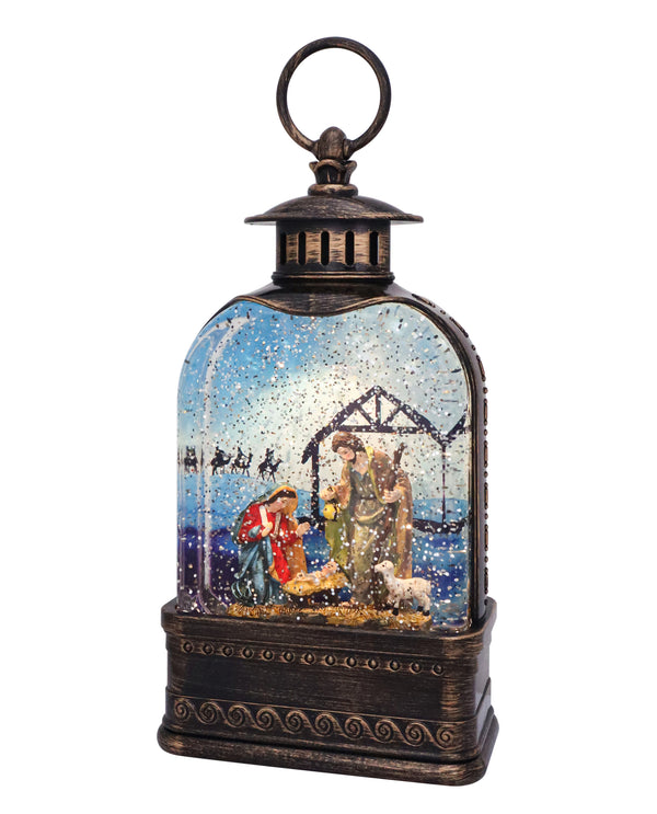 10.75"Nativity Holy Night Dome Glitter Lantern 75051-C