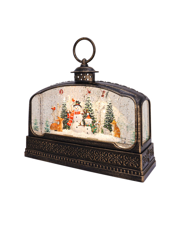 10" Extra W Snowy Woodland Friends Glitter Lantern 75057-C