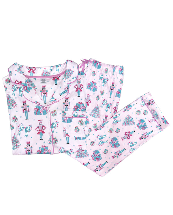 HOLIDAY BUTTON DOWN LOUNGEWEAR SET NUTCRACKER