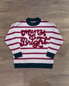 Merry & Bright Striped Chenille Letter Sweater 75921