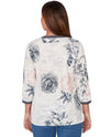 RUBY RD 76956 FLORAL PRINTED V-NECK SHIRT NAVY MULTI