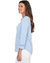 RUBY RD 77955 TEXTURED DETAIL SCOOP NECK TOP LT BLUE