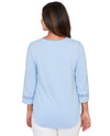 RUBY RD 77955 TEXTURED DETAIL SCOOP NECK TOP LT BLUE