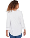 RUBY RD 77955 TEXTURED DETAIL SCOOP NECK TOP WHITE