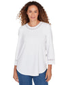 RUBY RD 77955 TEXTURED DETAIL SCOOP NECK TOP WHITE