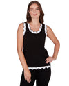 RUBY RD 77964 SCALLOP CUT TANK TOP BLACK